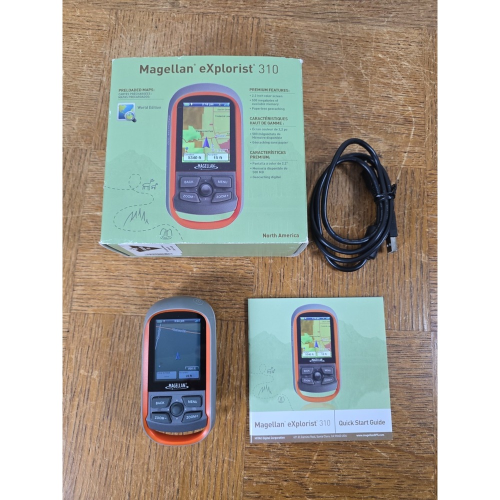 Magellan eXplorist 310 Handheld GPS World Edition Hiking Camping -Tested & Reset